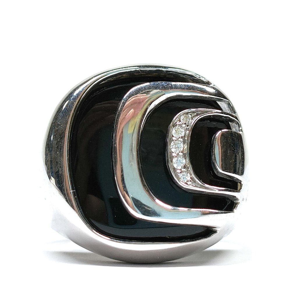 Damiani Silver Diamond Black Onix Ring